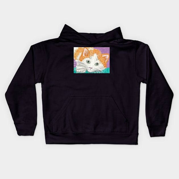 Orange kitten cat face  painting Kids Hoodie by SamsArtworks